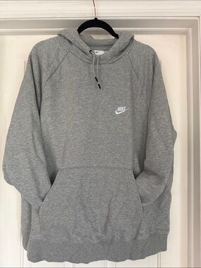 Nike Gray Hooded Pullover Sweatshirt with Small Logo